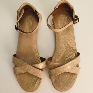 Toms Metallic Gold Suede Snake Correa Sandals